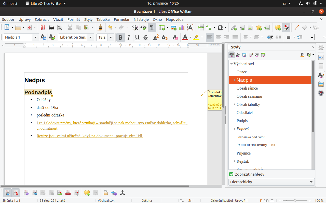LibreOffice Writer – styly textů